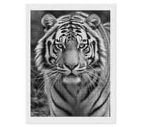 HETVBNS Black and White Tiger Diamond Painting Kits for Adults, Full Round Drill DIY Diamond Art for Beginners, 5D Gem Art and Crafts for Home Wall Decor 12"x16"