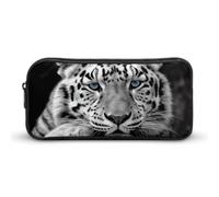 HETVBNS Black And White Tiger Pencil Case Large Capacity, Durable Pencil Pouch Portable Small Cosmetic Bag with Metal Zipper, Simple Makeup Pouch Aesthetic Toiletry Bag for Travel Office