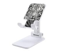 HETVBNS Black and White Tiger Phone Stand for Desk - Adjustable & Foldable Tablet Stand Portable Cell Phone Stand Holder Compatible with 4-13" Smartphones, Tablets