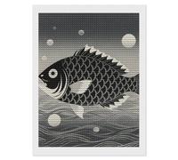 HETVBNS Black and White Yin Yang Koi Fish Diamond Painting Kits for Adults, Full Round Drill DIY Diamond Art for Beginners, 5D Gem Art and Crafts for Home Wall Decor 12"x16"