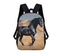 HETVBNS Black Arabian Horse Backpack for Women Men, Durable 600D Polyester Bookbag with Large Capacity, Lightweight 17 Inch Laptop Backpack Minimalism Casual Daypack for Work, Travel