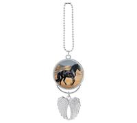 HETVBNS Black Arabian Horse Car Hanging Pendant, Zinc Alloy Rearview Mirror Charms - Relieve Visual Fatigue, Vintage Keychain Pendant, Lucky Car Interior Hanging Decoration, Silver-style