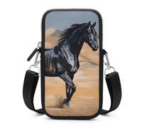 HETVBNS Black Arabian Horse Cell Phone Bag with Detachable Strap, Aesthetic Mini Sling Bag Small Crossbody Bag for Phone