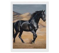 HETVBNS Black Arabian Horse Diamond Painting Kits for Adults, Full Round Drill DIY Diamond Art for Beginners, 5D Gem Art and Crafts for Home Wall Decor 12"x16"