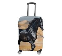 HETVBNS Black Arabian Horse Luggage Cover, Elastic Luggage Protector Fits 19-32in Suitcases, Washable & Anti-Scratch Suitcase Cover for Men Women, style, M, Classic