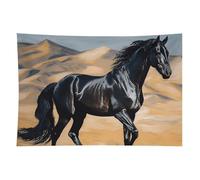 HETVBNS Black Arabian Horse Tapestry Wall Hanging - 40"x60" Aesthetic Tapestries Soft Polyester Wall Art Decor Large Tapestry for Bedroom Living Room Dorm Backdrop, Hanging Kit Included