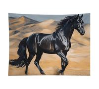 HETVBNS Black Arabian Horse Tapestry Wall Hanging - 60"x80" Aesthetic Tapestries Soft Polyester Wall Art Decor Large Tapestry for Bedroom Living Room Dorm Backdrop, Hanging Kit Included