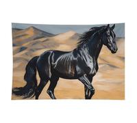 HETVBNS Black Arabian Horse Tapestry Wall Hanging - 60"x90" Aesthetic Tapestries Soft Polyester Wall Art Decor Large Tapestry for Bedroom Living Room Dorm Backdrop, Hanging Kit Included