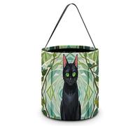 HETVBNS Black Cat Candy Bag Halloween Trick Or Treat Bucket 7.9x8.3in, Reusable Gift Bags for Party Holiday Wedding