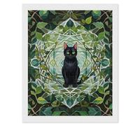 HETVBNS Black Cat Diamond Painting Kits for Adults, Full Round Drill DIY Diamond Art for Beginners, 5D Gem Art and Crafts for Home Wall Decor 16"x20"