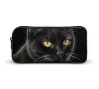 HETVBNS Black Cat Pencil Case Large Capacity, Durable Pencil Pouch Portable Small Cosmetic Bag with Metal Zipper, Simple Makeup Pouch Aesthetic Toiletry Bag for Travel Office