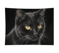 HETVBNS Black Cat Tapestry Wall Hanging - 60"x80" Aesthetic Tapestries Soft Polyester Wall Art Decor Large Tapestry for Bedroom Living Room Dorm Backdrop, Hanging Kit Included