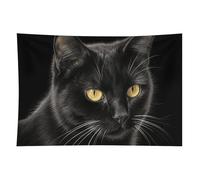 HETVBNS Black Cat Tapestry Wall Hanging - 60"x90" Aesthetic Tapestries Soft Polyester Wall Art Decor Large Tapestry for Bedroom Living Room Dorm Backdrop, Hanging Kit Included