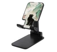 HETVBNS Black Fluffy Cat Watch Dragonfly Phone Stand for Desk - Adjustable & Foldable Tablet Stand Portable Cell Phone Stand Holder Compatible with 4-13" Smartphones, Tablets