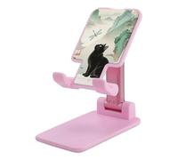 HETVBNS Black Fluffy Cat Watch Dragonfly Phone Stand for Desk - Adjustable & Foldable Tablet Stand Portable Cell Phone Stand Holder Compatible with 4-13" Smartphones, Tablets