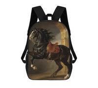 HETVBNS Black Horse Backpack for Women Men, Durable 600D Polyester Bookbag with Large Capacity, Lightweight 17 Inch Laptop Backpack Minimalism Casual Daypack for Work, Travel