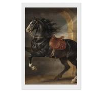 HETVBNS Black Horse Diamond Painting Kits for Adults, Full Round Drill DIY Diamond Art for Beginners, 5D Gem Art and Crafts for Home Wall Decor 8"x12"