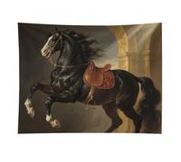 HETVBNS Black Horse Tapestry Wall Hanging - 30"x40" Aesthetic Tapestries Soft Polyester Wall Art Decor Large Tapestry for Bedroom Living Room Dorm Backdrop, Hanging Kit Included