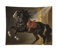 HETVBNS Black Horse Tapestry Wall Hanging - 50"x60" Aesthetic Tapestries Soft Polyester Wall Art Decor Large Tapestry for Bedroom Living Room Dorm Backdrop, Hanging Kit Included