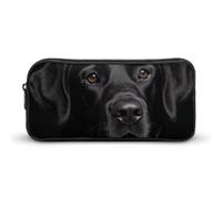 HETVBNS Black Lab Pencil Case Large Capacity, Durable Pencil Pouch Portable Small Cosmetic Bag with Metal Zipper, Simple Makeup Pouch Aesthetic Toiletry Bag for Travel Office