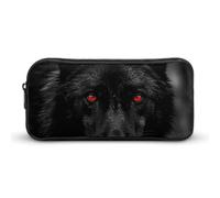 HETVBNS Black Red Eyed Wolf Pencil Case Large Capacity Zipper Pouch, Durable Pencil Box Organizer, Portable Small Cosmetic Bag for Office, Travel