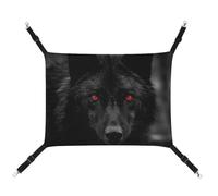 HETVBNS Black Red Eyed Wolf Pet Hammock for Cats & Dogs, Soft Breathable Canvas Hanging Hammock with Adjustable Straps, Comfortable & Durable Hanging Bed for Small to Medium Pets