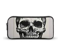 HETVBNS Black Skull Pattern Pencil Case Large Capacity Zipper Pouch, Durable Pencil Box Organizer, Portable Small Cosmetic Bag for Office, Travel