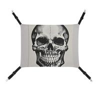 HETVBNS Black Skull Pattern Pet Hammock for Cats & Dogs, Soft Breathable Canvas Hanging Hammock with Adjustable Straps, Comfortable & Durable Hanging Bed for Small to Medium Pets