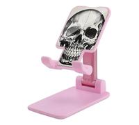 HETVBNS Black Skull Pattern Phone Stand for Desk - Adjustable & Foldable Tablet Stand Portable Cell Phone Stand Holder Compatible with 4-13" Smartphones, Tablets