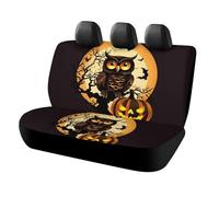 HETVBNS Black Tree Owl Pumpkin Head Car Seat Covers for Back Seat Pet Protector, Universal Auto Rear Seats Cover, Non Slip Back Seats Covers for Car, Truck & SUV