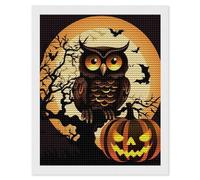 HETVBNS Black Tree Owl Pumpkin Head Diamond Painting Kits for Adults, Full Round Drill DIY Diamond Art for Beginners, 5D Gem Art and Crafts for Home Wall Decor 16"x20"