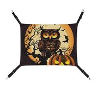 HETVBNS Black Tree Owl Pumpkin Head Pet Hammock for Cats & Dogs, Soft Breathable Canvas Hanging Hammock with Adjustable Straps, Comfortable & Durable Hanging Bed for Small to Medium Pets