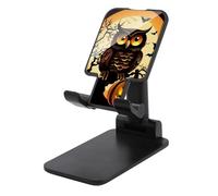 HETVBNS Black Tree Owl Pumpkin Head Phone Stand for Desk - Adjustable & Foldable Tablet Stand Portable Cell Phone Stand Holder Compatible with 4-13" Smartphones, Tablets