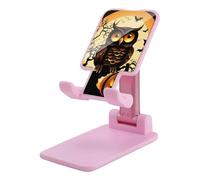 HETVBNS Black Tree Owl Pumpkin Head Phone Stand for Desk - Adjustable & Foldable Tablet Stand Portable Cell Phone Stand Holder Compatible with 4-13" Smartphones, Tablets