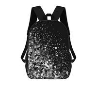 HETVBNS Black White Glitter Backpack for Women Men, Durable 600D Polyester Bookbag with Large Capacity, Lightweight 17 Inch Laptop Backpack Minimalism Casual Daypack for Work, Travel