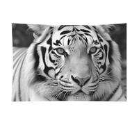 HETVBNS Black White Tiger Tapestry Wall Hanging - 60"x90" Aesthetic Tapestries Soft Polyester Wall Art Decor Large Tapestry for Bedroom Living Room Dorm Backdrop, Hanging Kit Included