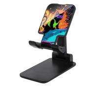 HETVBNS Blacklight Cat Riding Shark Phone Stand for Desk - Adjustable & Foldable Tablet Stand Portable Cell Phone Stand Holder Compatible with 4-13" Smartphones, Tablets