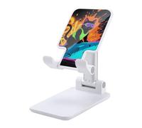 HETVBNS Blacklight Cat Riding Shark Phone Stand for Desk - Adjustable & Foldable Tablet Stand Portable Cell Phone Stand Holder Compatible with 4-13" Smartphones, Tablets