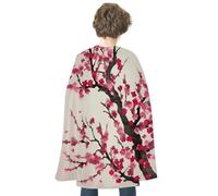 HETVBNS Blooming Cherry Tree Halloween Cape Reversible Cosplay Costume Party Cloak for Masquerade, Christmas, Role Play