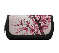 HETVBNS Blooming Cherry Tree Pencil Case Extra Large, Double Layer Pencil Pouch with Zipper, Portable Cosmetic Bags for Travel, Office Stationery Organizer for Women Men