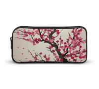 HETVBNS Blooming Cherry Tree Pencil Case Large Capacity Zipper Pouch, Durable Pencil Box Organizer, Portable Small Cosmetic Bag for Office, Travel