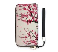 HETVBNS Blooming Cherry Tree Wallet, Elegant Wristlet Wallet with Multi-Card Slots, PU Leather Long Purse for Women, Men