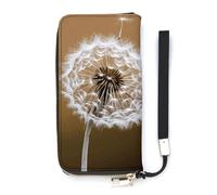 HETVBNS Blown Dandelion Blossom Wallet, Elegant Wristlet Wallet with Multi-Card Slots, PU Leather Long Purse for Women, Men