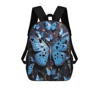 HETVBNS Blue Butterfly Backpack for Women Men, Durable 600D Polyester Bookbag with Large Capacity, Lightweight 17 Inch Laptop Backpack Minimalism Casual Daypack for Work, Travel