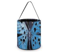HETVBNS Blue Butterfly Candy Bag Halloween Trick Or Treat Bucket 7.9x8.3in, Reusable Gift Bags for Party Holiday Wedding