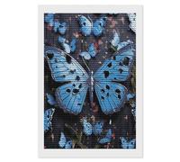 HETVBNS Blue Butterfly Diamond Painting Kits for Adults, Full Round Drill DIY Diamond Art for Beginners, 5D Gem Art and Crafts for Home Wall Decor 8"x12"