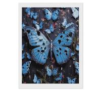 HETVBNS Blue Butterfly Diamond Painting Kits for Adults, Full Round Drill DIY Diamond Art for Beginners, 5D Gem Art and Crafts for Home Wall Decor 12"x16"