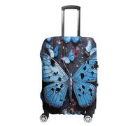 HETVBNS Blue Butterfly Luggage Cover, Elastic Luggage Protector Fits 19-32in Suitcases, Washable & Anti-Scratch Suitcase Cover for Men Women, style, L, Classic