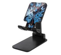 HETVBNS Blue Butterfly Phone Stand for Desk - Adjustable & Foldable Tablet Stand Portable Cell Phone Stand Holder Compatible with 4-13" Smartphones, Tablets