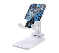 HETVBNS Blue Butterfly Phone Stand for Desk - Adjustable & Foldable Tablet Stand Portable Cell Phone Stand Holder Compatible with 4-13" Smartphones, Tablets